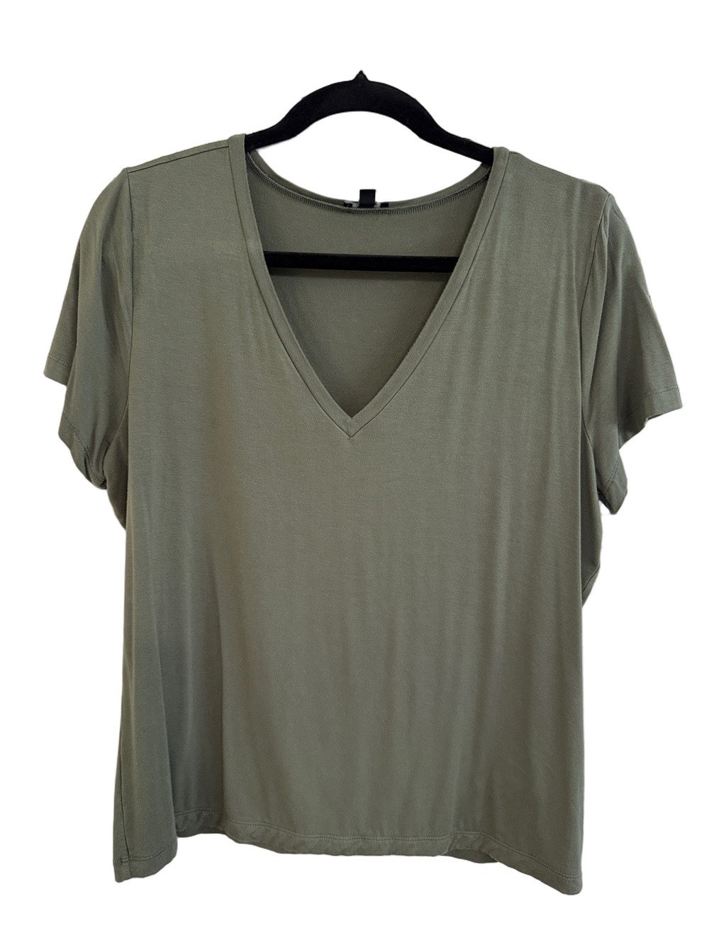 Express Olive Green V-Neck Short Sleeve Tee